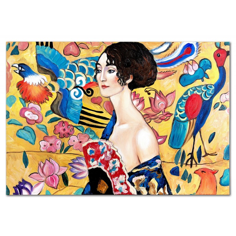  Obraz ręcznie malowany 60x90cm Gustav Klimt Dama z wachlarzem