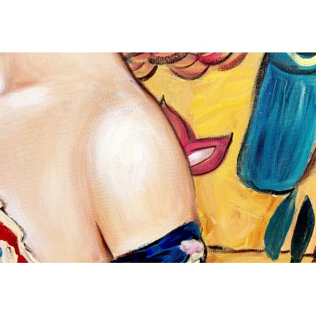  Obraz ręcznie malowany Gustav Klimt Dama z wachlarzem 60x90cm