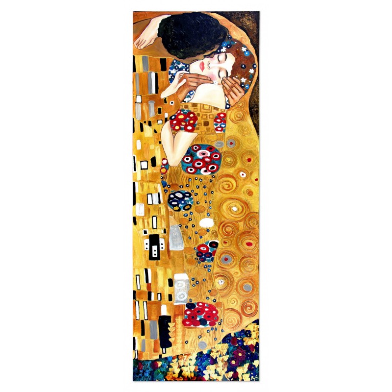 Obraz olejny ręcznie malowany Gustav Klimt Pocałunek kopia 50x150cm