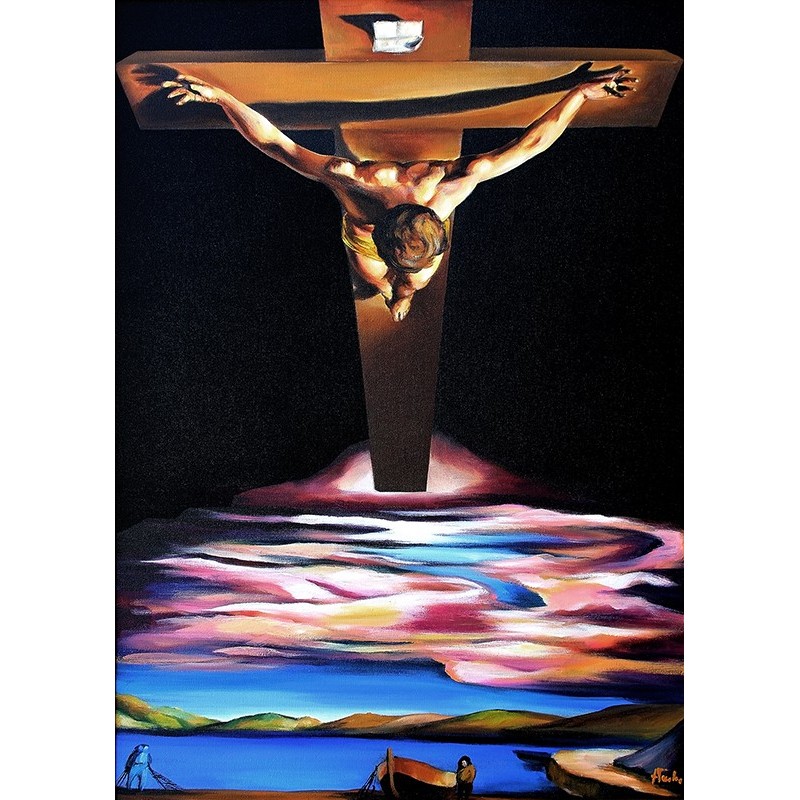  Obraz malowany Salvador Dali Chrystus Ukrzyżowany św. Jana od Krzyża 50x70cm