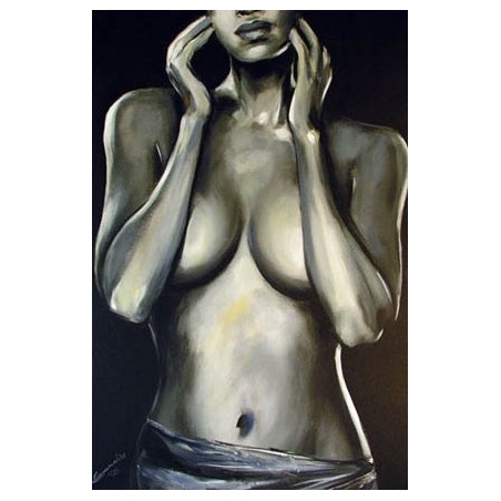  Obraz olejny ręcznie malowany na płótnie 60x90cm czarno-biała femme fatale