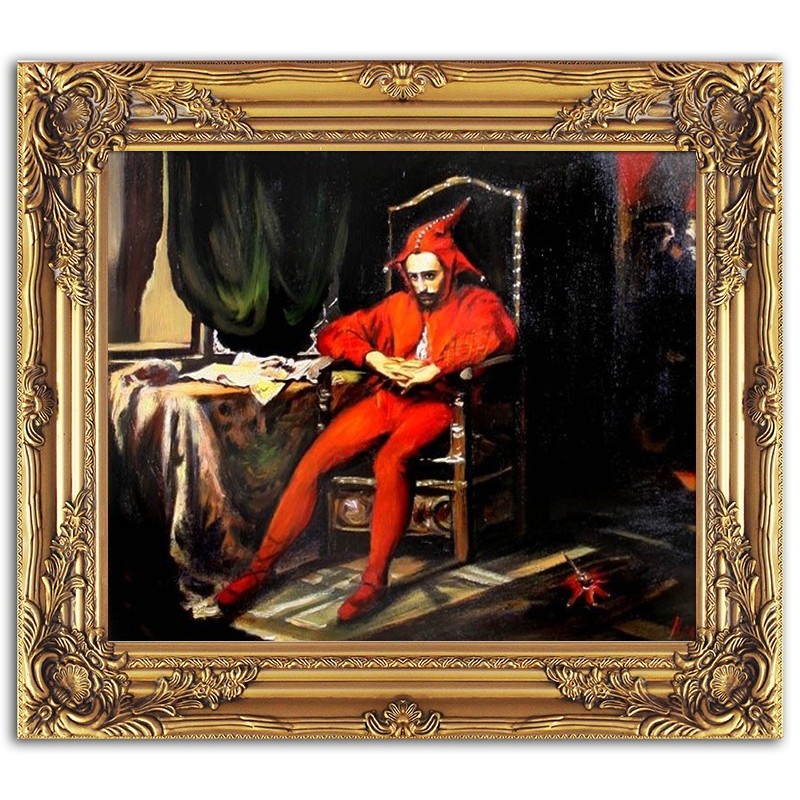  Obraz olejny ręcznie malowany na płótnie 53x64cm Jan Matejko Stańczyk kopia