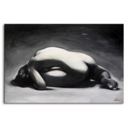  Obraz olejny ręcznie malowany na płótnie 90x60cm czarno-biały akt kobiecy