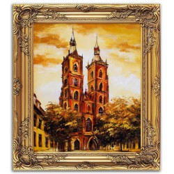  Obraz olejny ręcznie malowany 53x64cm Złote niebo