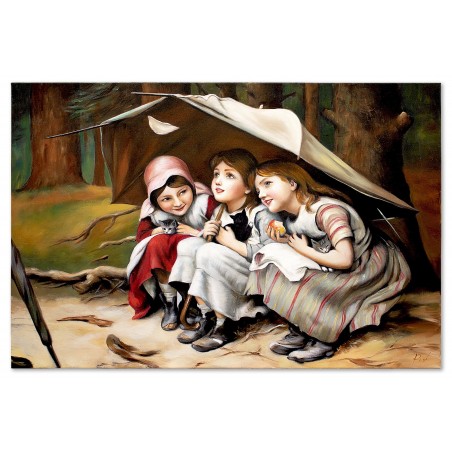 Obraz olejny ręcznie malowany Joseph Clark Trzy małe kocięta 60x90cm