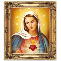  Obraz Matki Boskiej Niepokalanego Serca 54x63 cm obraz olejny na płótnie obraz w złotej ramie