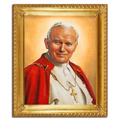  Obraz Jana Pawła II papieża 54x64 cm obraz olejny na płótnie w złotej ramie