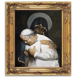  Obraz Jana Pawła II papieża z Maryja 54x64 cm obraz olejny na płótnie w złotej ramie