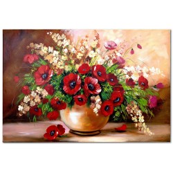  Obraz malowany Maki w wazonie 60x90cm