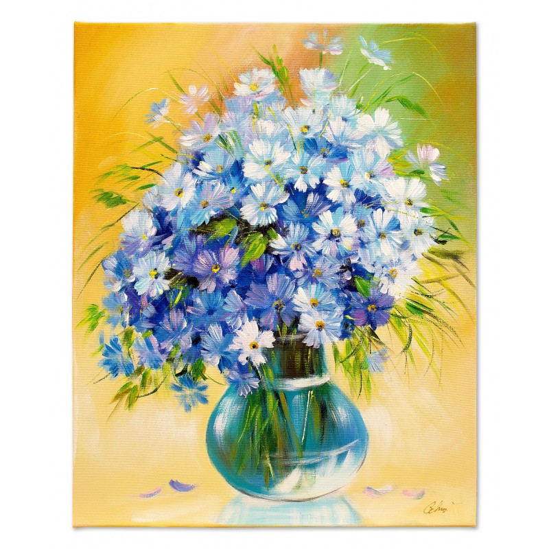 Obraz malowany Stokrotki w wazonie 40x50cm