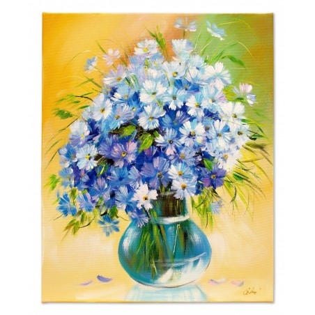 Obraz malowany Stokrotki w wazonie 40x50cm