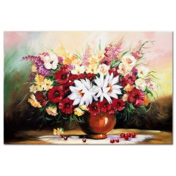  Obraz malowany Polne kwiaty w wazonie 60x90cm