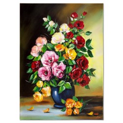 Obraz malowany Cudne róże w wazonie 50x70cm