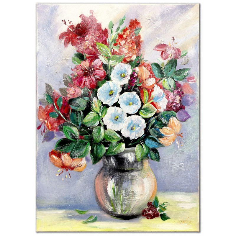  Obraz malowany Kwiaty w wazonie 50x70cm