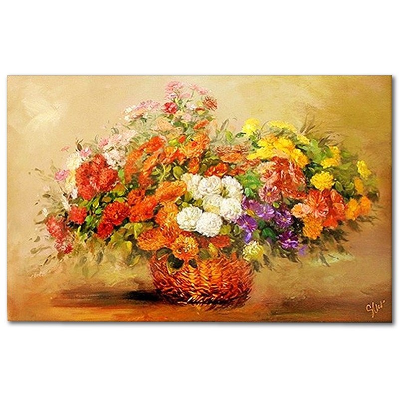  Obraz olejny ręcznie malowany Kwiaty w wazonie 80x120cm