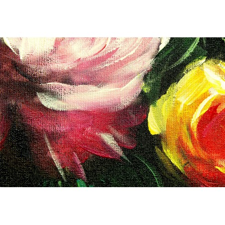  Obraz olejny ręcznie malowany Kwiecisty bukiet w wazonie 80x120cm