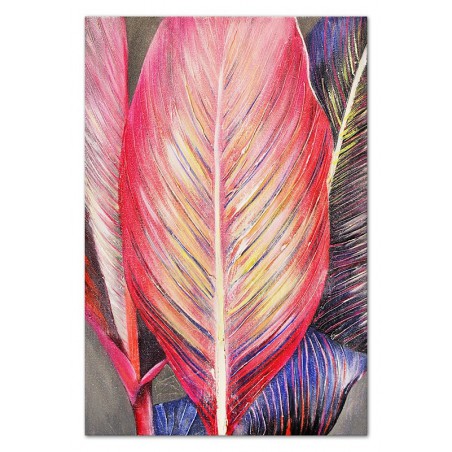  Obraz olejny ręcznie malowany 60x90cm Różowy liść
