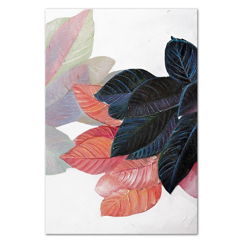  Obraz olejny ręcznie malowany 60x90cm Kolorowe liście na białym tle