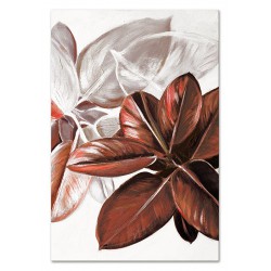  Obraz olejny ręcznie malowany 60x90cm Kompozycja pomarańczowych liści na białym tle