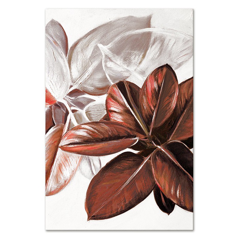  Obraz olejny ręcznie malowany 60x90cm Kompozycja pomarańczowych liści na białym tle