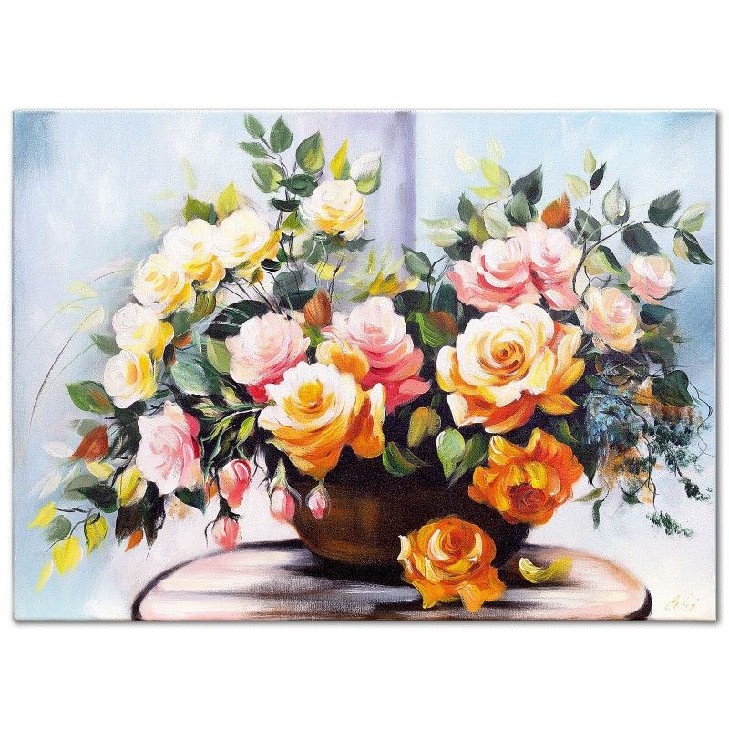  Obraz olejny ręcznie malowany 50x70cm Okrągłe róże