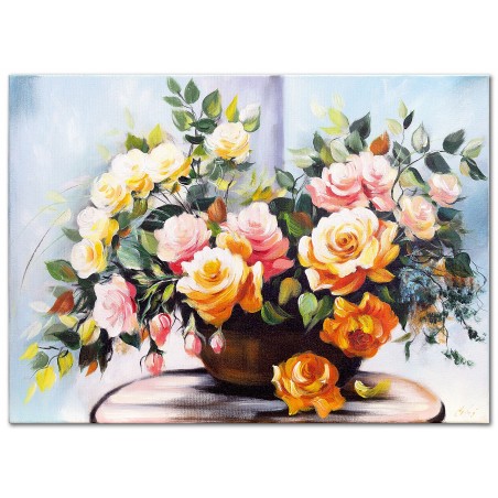  Obraz olejny ręcznie malowany 50x70cm Okrągłe róże