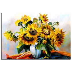  Obraz olejny ręcznie malowany 60x90cm Rozmarzone słoneczniki