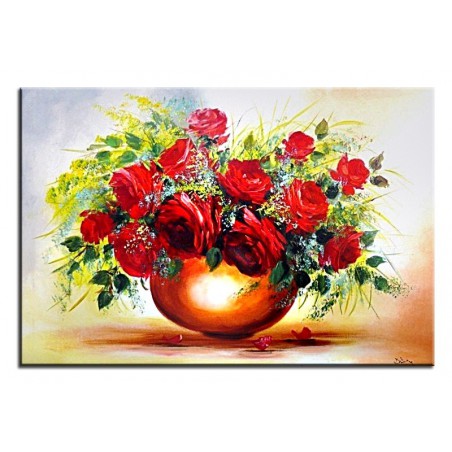  Obraz olejny ręcznie malowany 60x90cm Karmazynowe róże