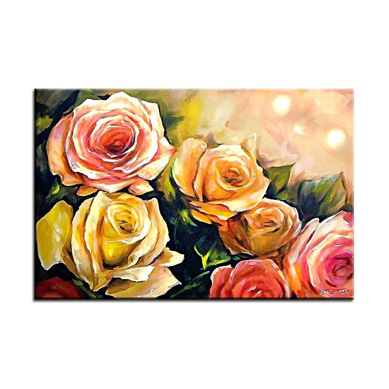  Obraz olejny ręcznie malowany 60x90cm Delikatne róże