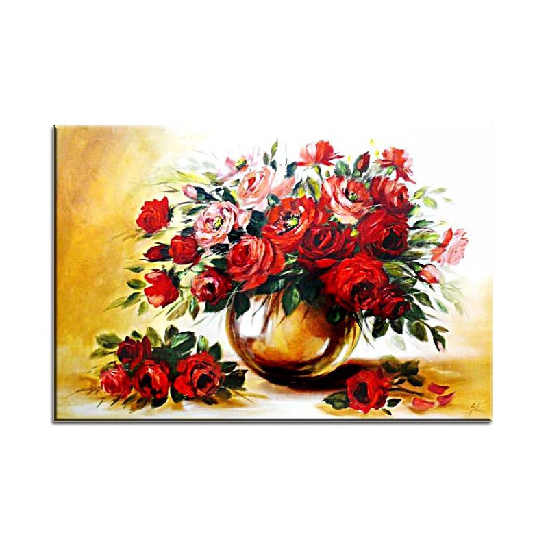  Obraz olejny ręcznie malowany 60x90cm Płomienne róże