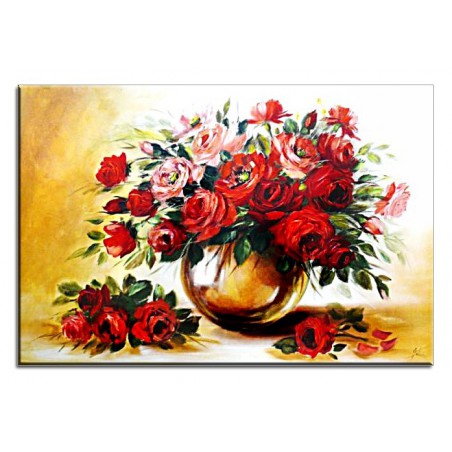  Obraz olejny ręcznie malowany 60x90cm Płomienne róże