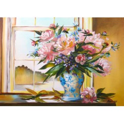  Obraz olejny ręcznie malowany 60x90cm Ozdobny wazon na stole