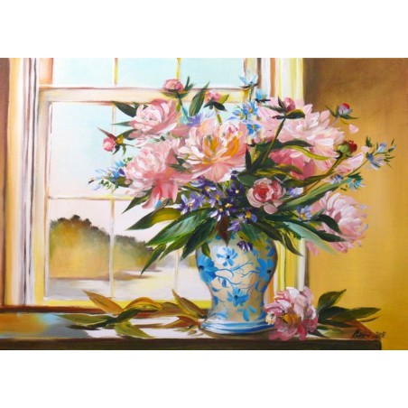  Obraz olejny ręcznie malowany 60x90cm Ozdobny wazon na stole