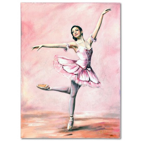  Obraz Baletnica w tańcu 50x70cm obraz malowany na płótnie różowy