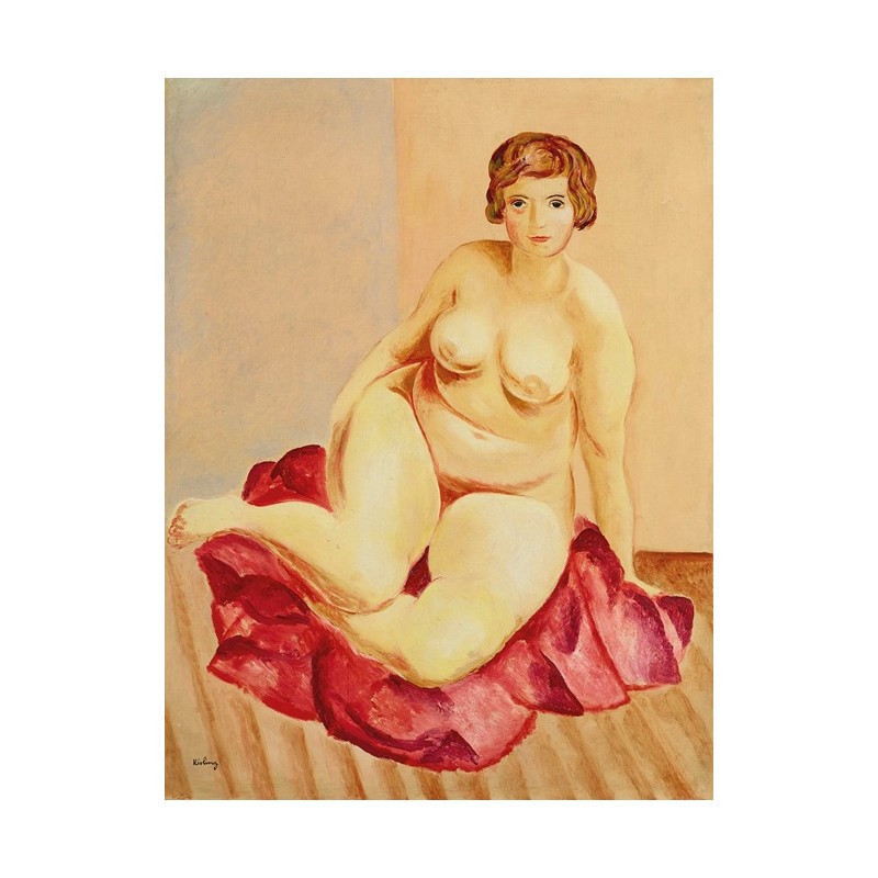  Obraz na płótnie 50x60cm Moïse Kisling Siedzący akt z czerwoną draperią