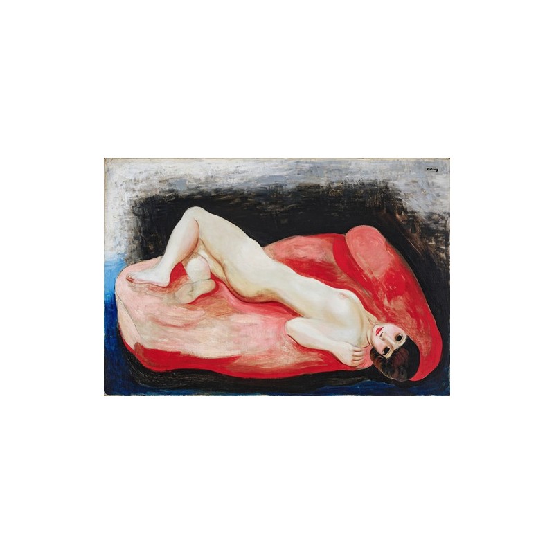  Obraz na płótnie 50x35cm Moïse Kisling Leżący akt na czerwonej sofie