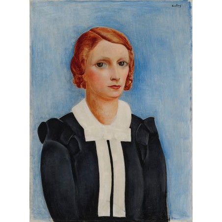  Obraz na płótnie 50x70cm Moïse Kisling Portret kobiety na niebieskim tle