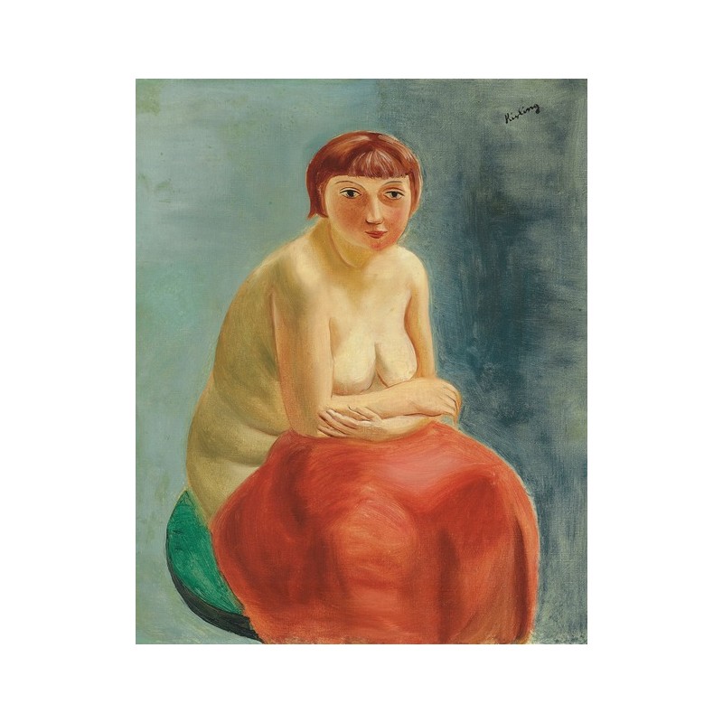  Obraz na płótnie 50x60cm Moïse Kisling Siedzący akt z czerwoną draperią
