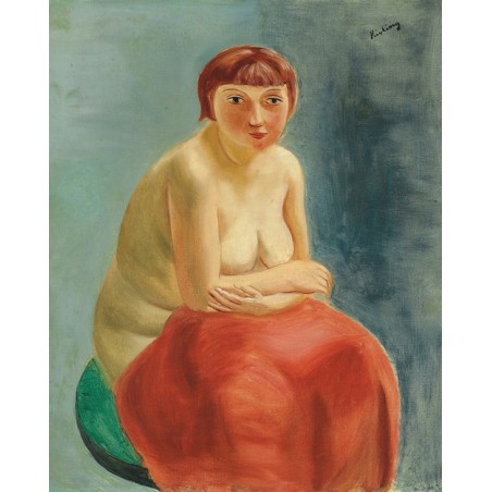  Obraz na płótnie 50x60cm Moïse Kisling Siedzący akt z czerwoną draperią