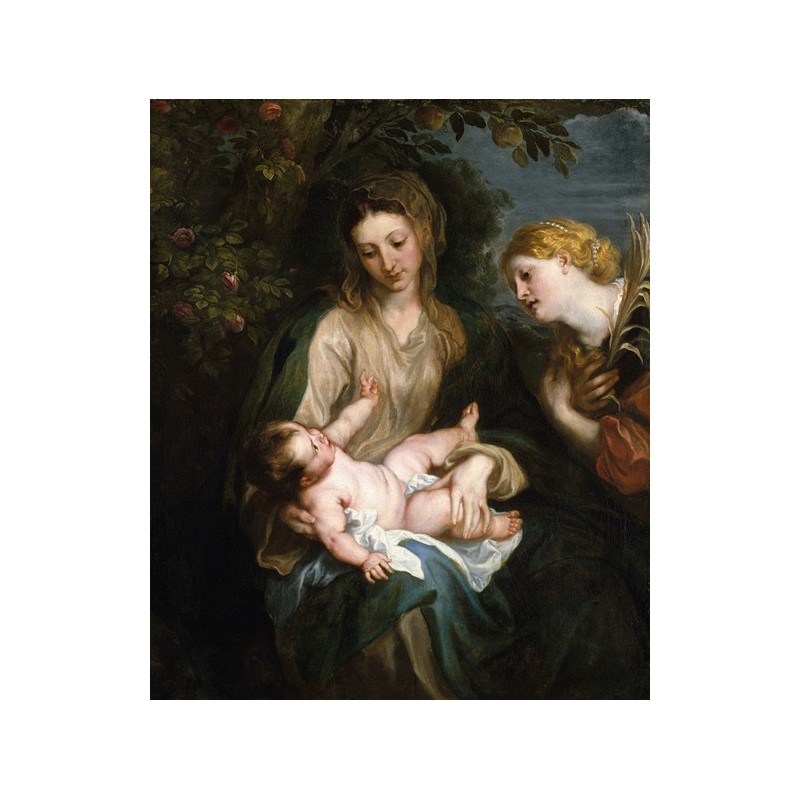  Obraz na płótnie 50x60cm Anthony van Dyck Matka Boska z Dzieciątkiem i św. Katarzyną Aleksandryjską
