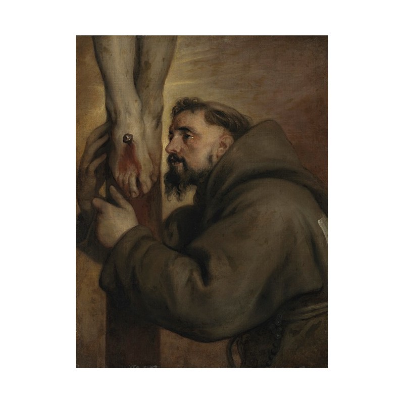  Obraz na płótnie 50x70cm Anthony van Dyck Święty Franciszek z Asyżu u stóp krzyża