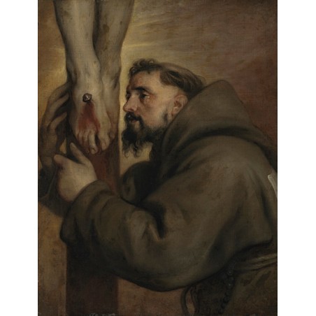  Obraz na płótnie 50x70cm Anthony van Dyck Święty Franciszek z Asyżu u stóp krzyża