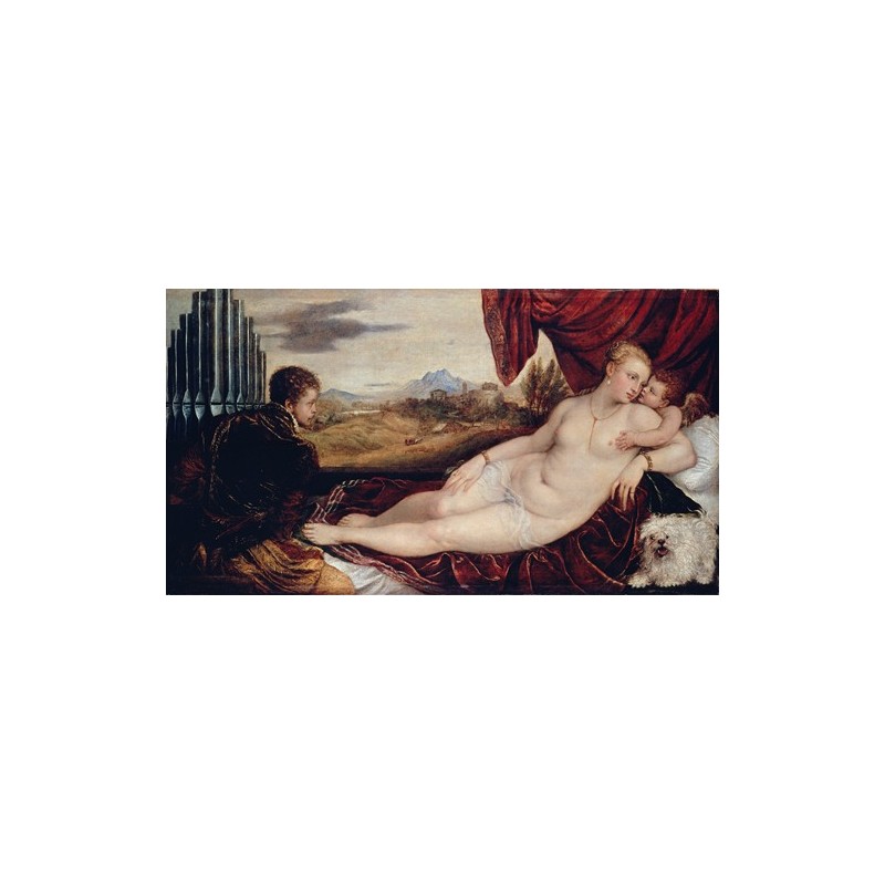  Obraz na płótnie 50x30cm Titian Wenus z grajkiem