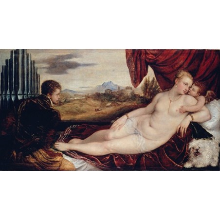  Obraz na płótnie 50x30cm Titian Wenus z grajkiem