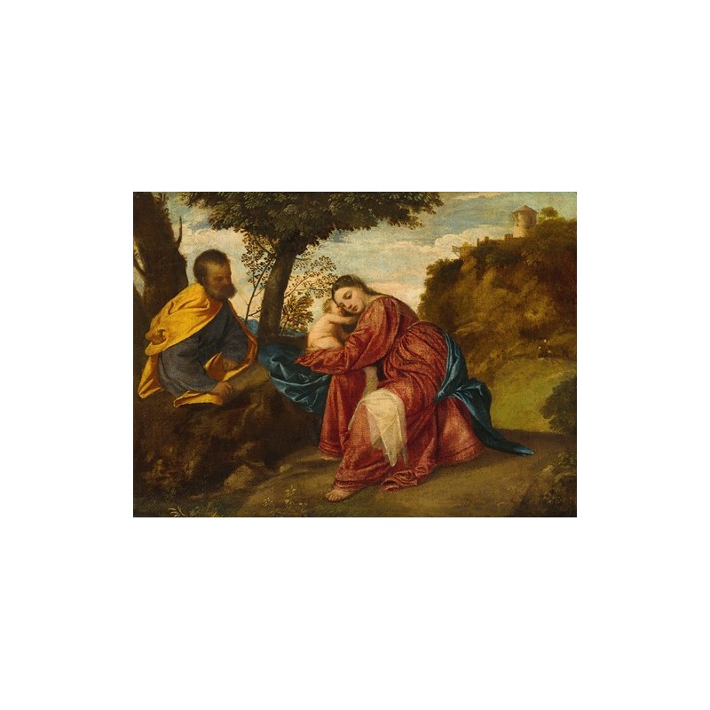  Obraz na płótnie 50x35cm Titian Odpoczynek podczas ucieczki do Egiptu