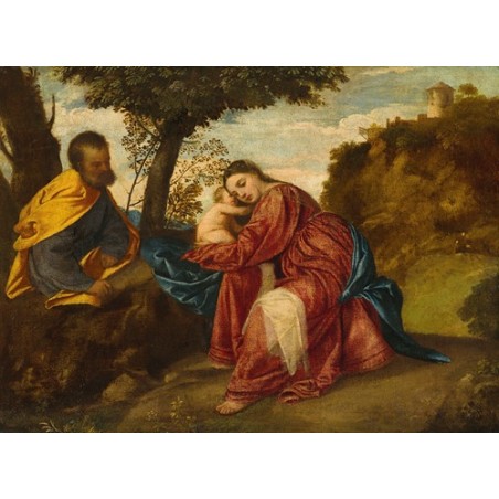  Obraz na płótnie 50x35cm Titian Odpoczynek podczas ucieczki do Egiptu
