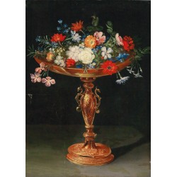  Obraz na płótnie 50x70cm Jan Brueghel the Younger Kwiaty w złotej tacy