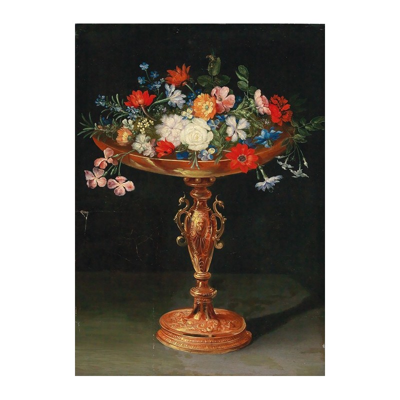  Obraz na płótnie 50x70cm Jan Brueghel the Younger Kwiaty w złotej tacy