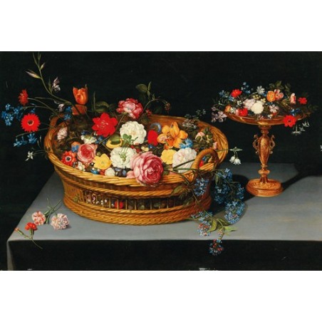  Obraz na płótnie 50x35cm Jan Brueghel the Younger Kosz z wielobarwnymi kwiatami