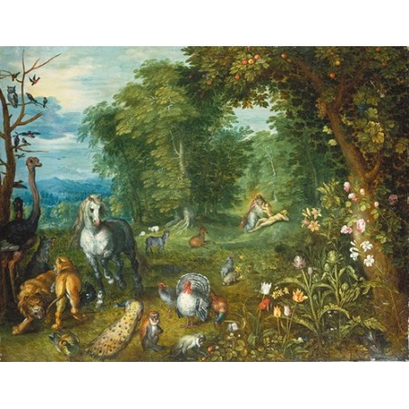  Obraz na płótnie 50x40cm Jan Brueghel the Younger Raj ze stworzeniem Ewy